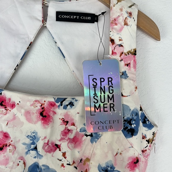 Concept Club Floral Spring Square Neckline & Key Hole Back Dress Size Small NWT - Picture 4 of 11